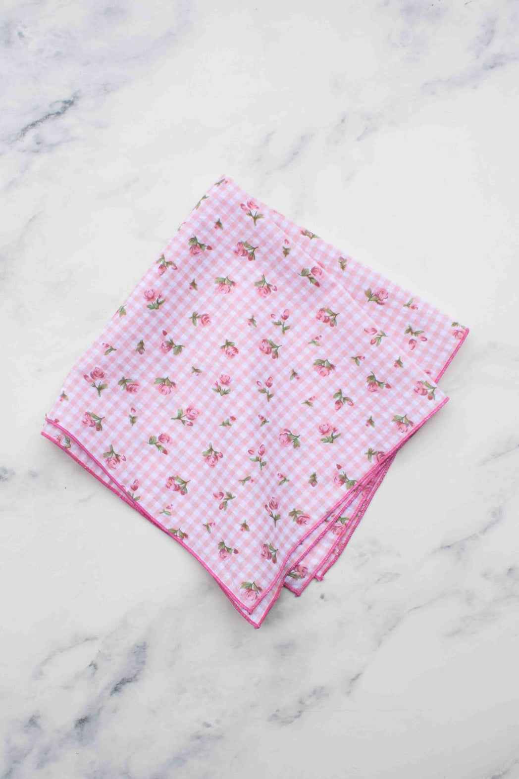 Floral Gingham Cotton Scarf