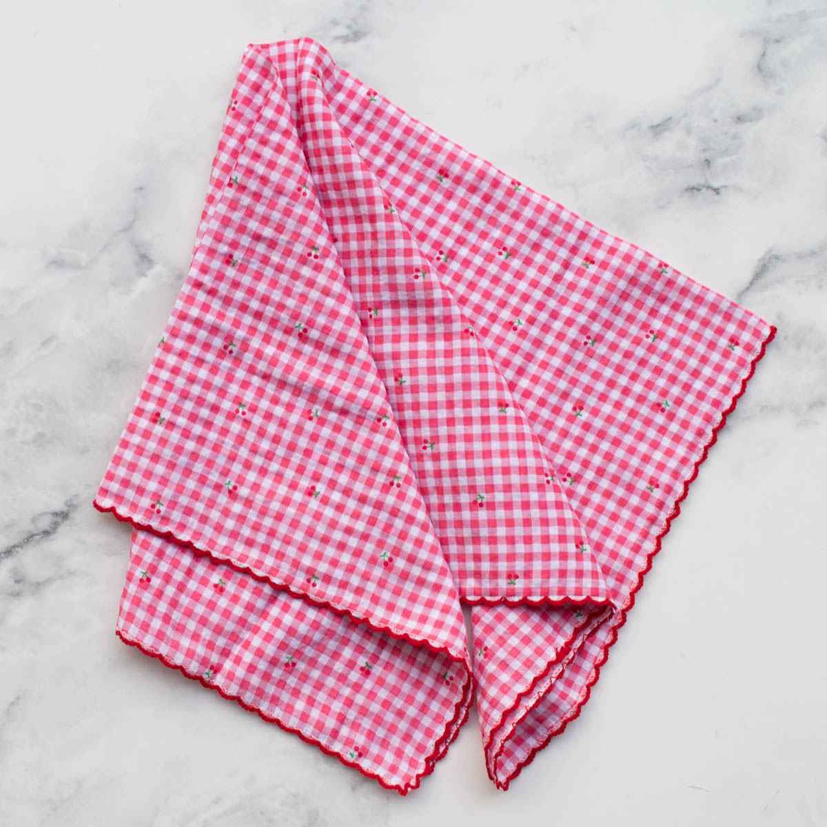 Cherries & Gingham Cotton Scarf