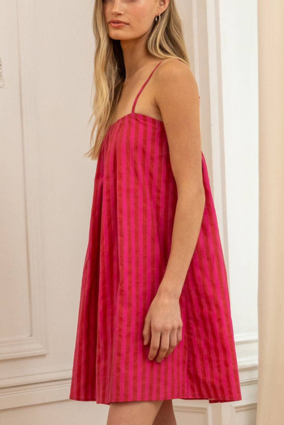 Candy Stripe Babydoll Mini Dress