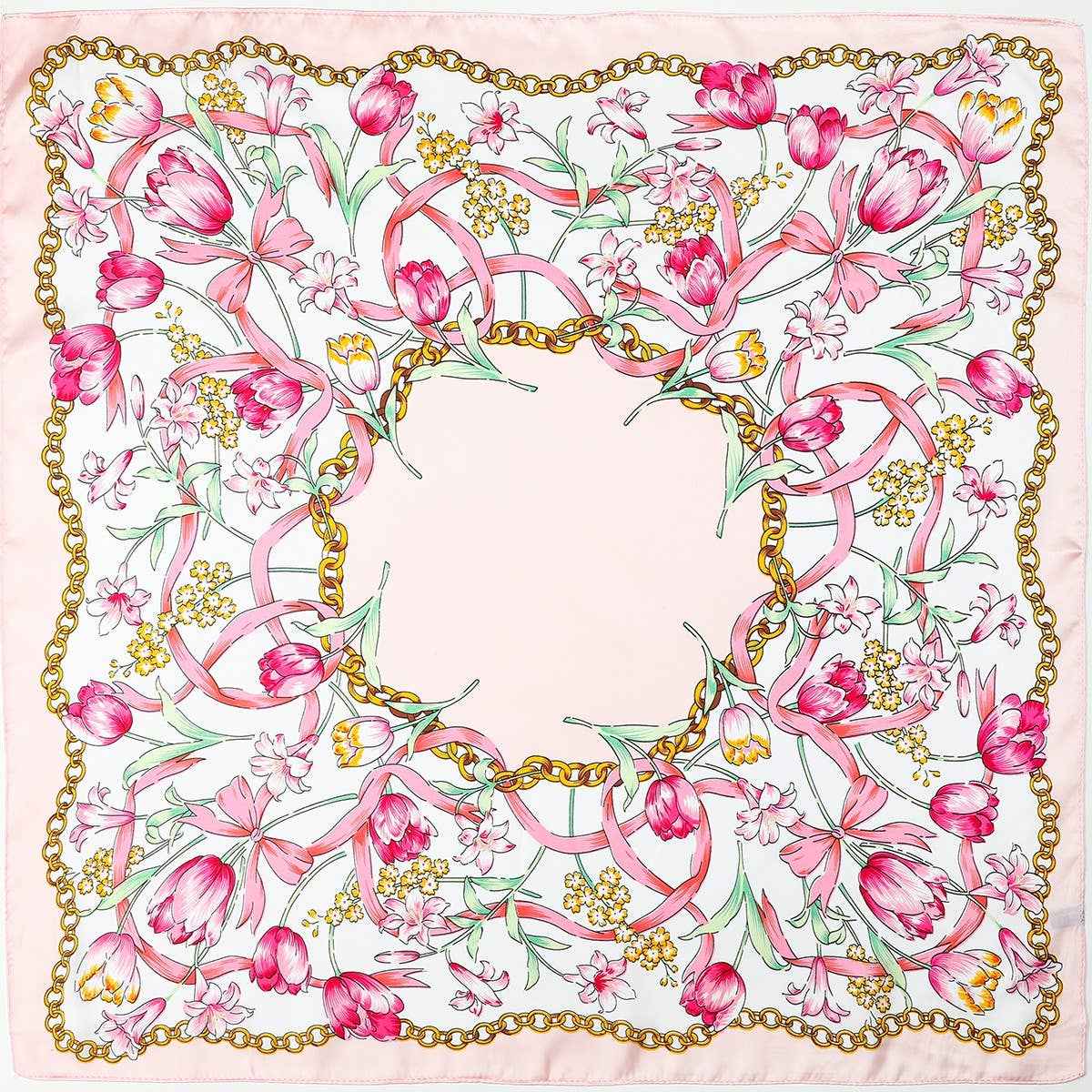 Floral Chain Print Silk-Finish Scarf | 40SC709