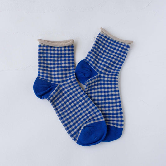 Cobalt Gingham Socks