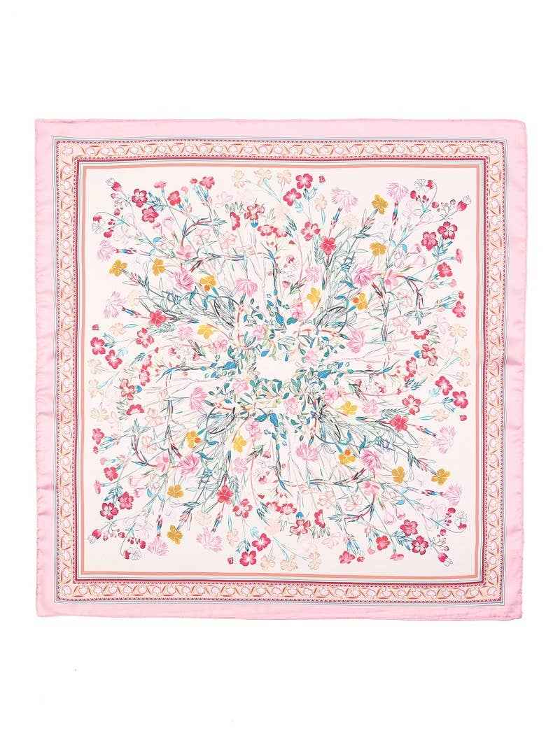 Floral Flower Silk Finish Bandana Scarf | 40SC725