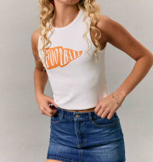 SLEEVELESS ROUND NECK FOOTBALL PRINTED TANK TOP