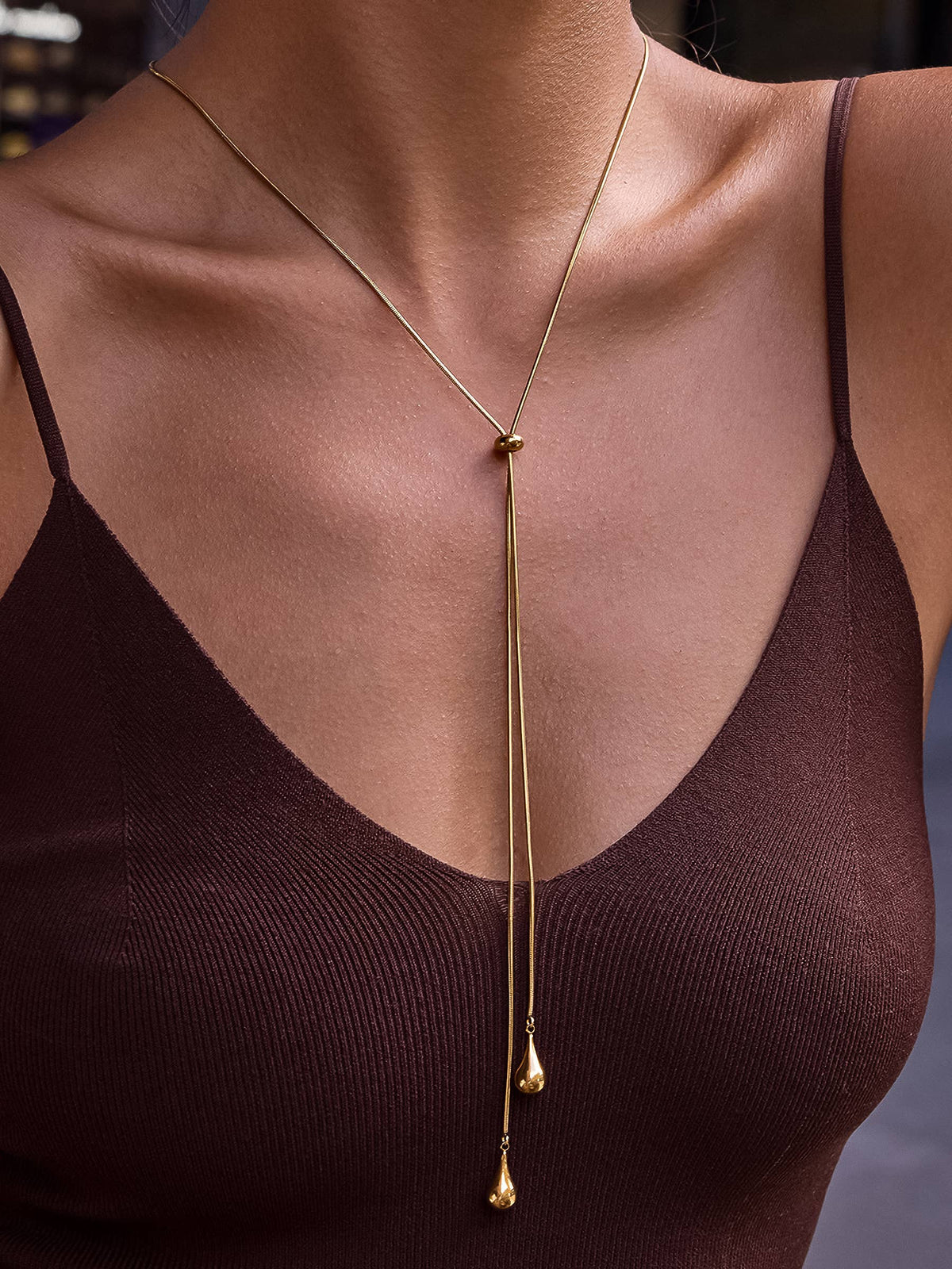 Trésor Non-Tarnish Adjustable Lariat Drop Necklace