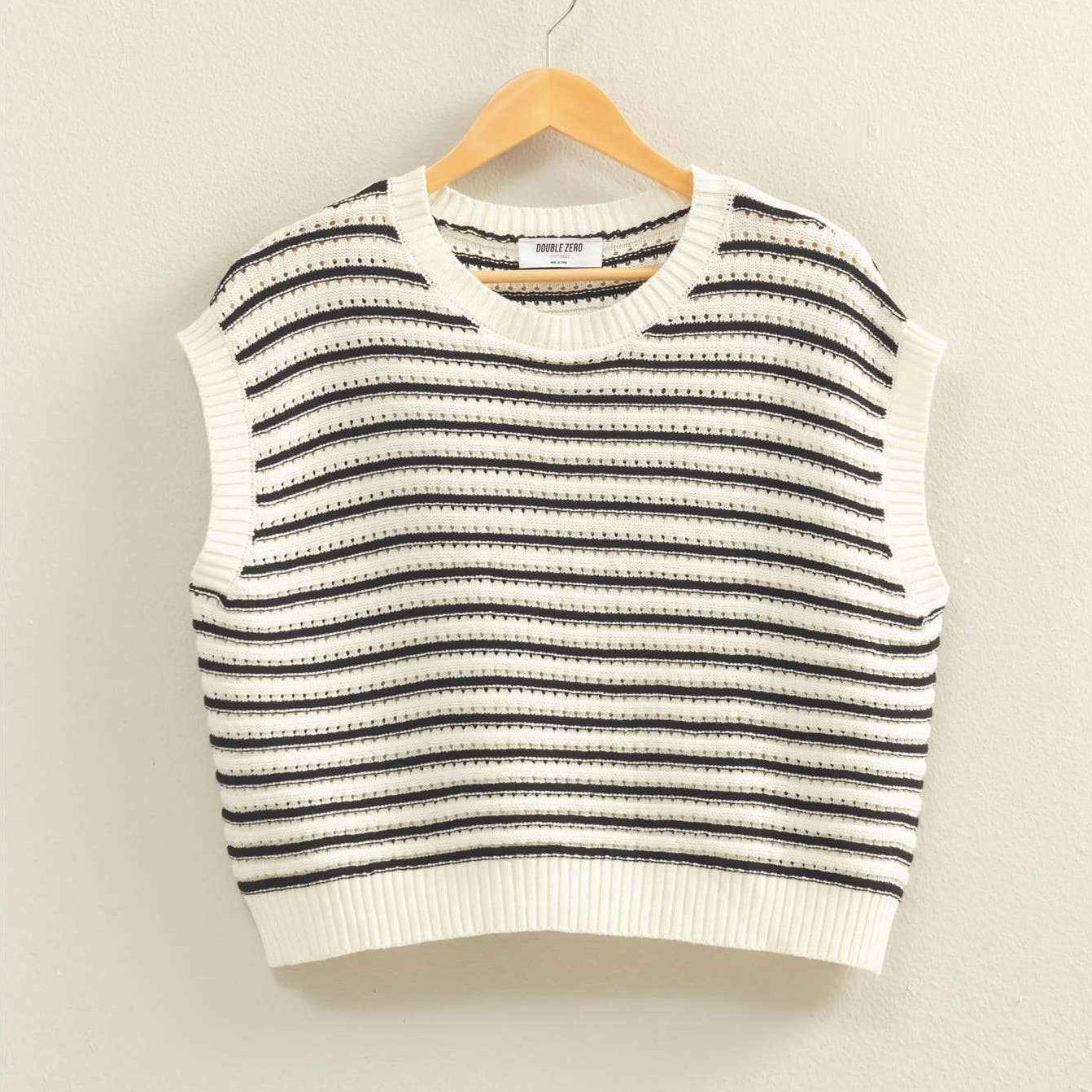 Striped Sleeveless Crew Neck Top